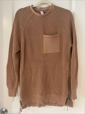 Varley Women’s Knit Pullover Sweater with Chest Pocket - Brown